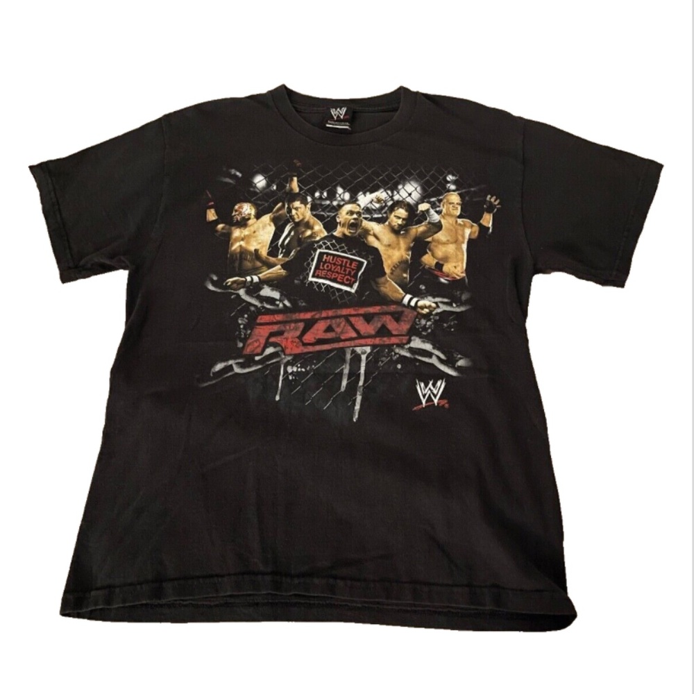 Vintage WWE Raw Hustle Loyalty Respect John Cena Wrestling Tee